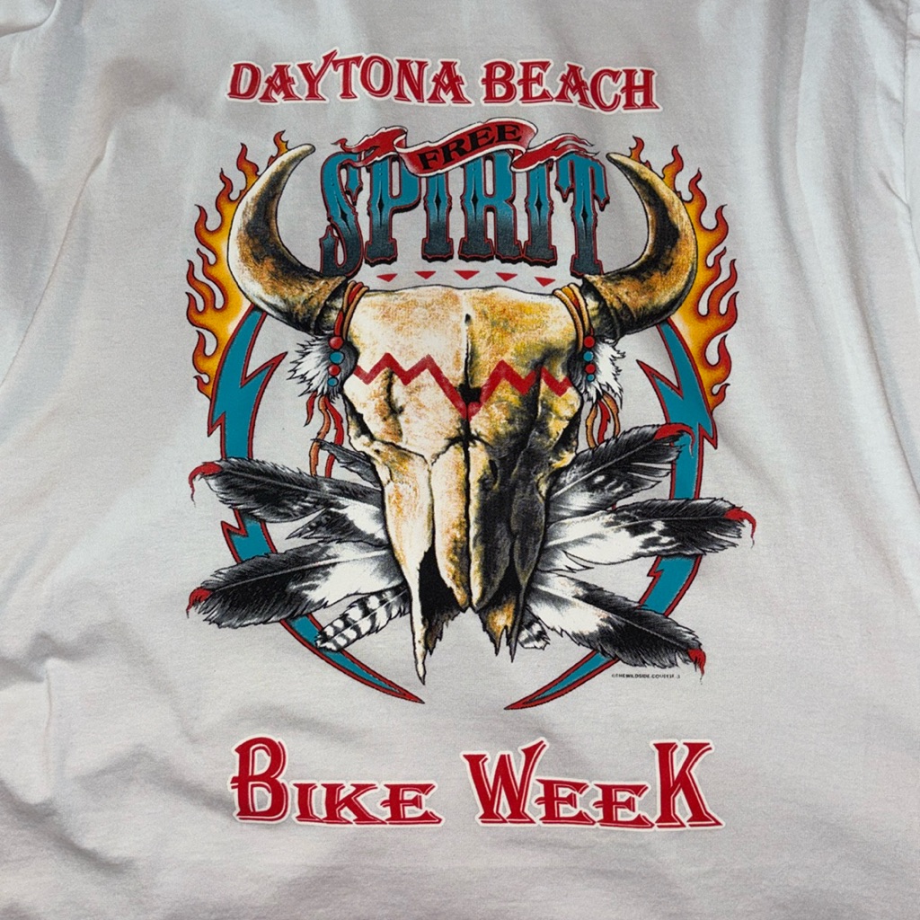 Free Spirit Daytona Bike Week White Tshirt With Vibrant Graphic